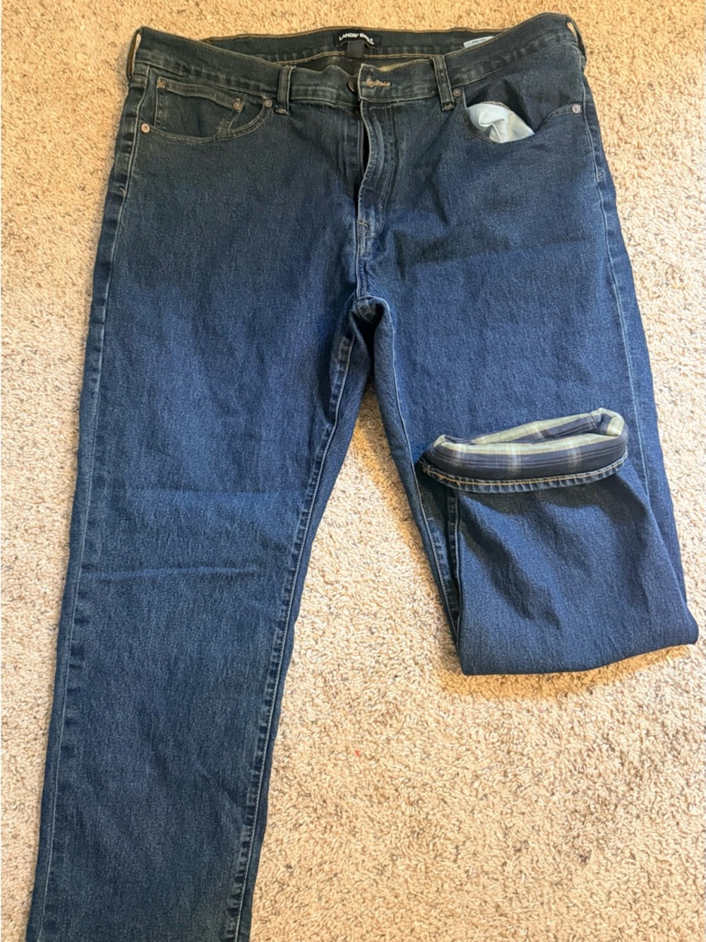 Dark Blue flannel lined Men’s Jeans - Classic Straight Fit